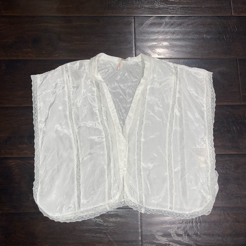 Free People Beach Sheer White Lace Top Size XS Boho Hippie Coachella Festival